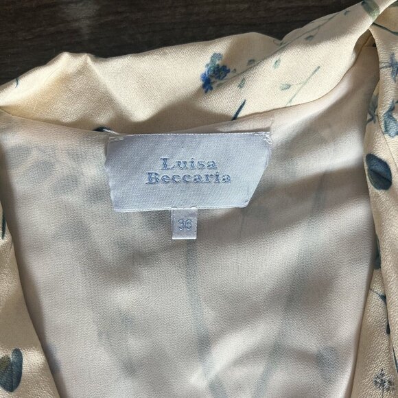 Luisa Beccaria Belted Herbarium Floral-Print Crepe Jumpsuit size 36 - Picture 4 of 6